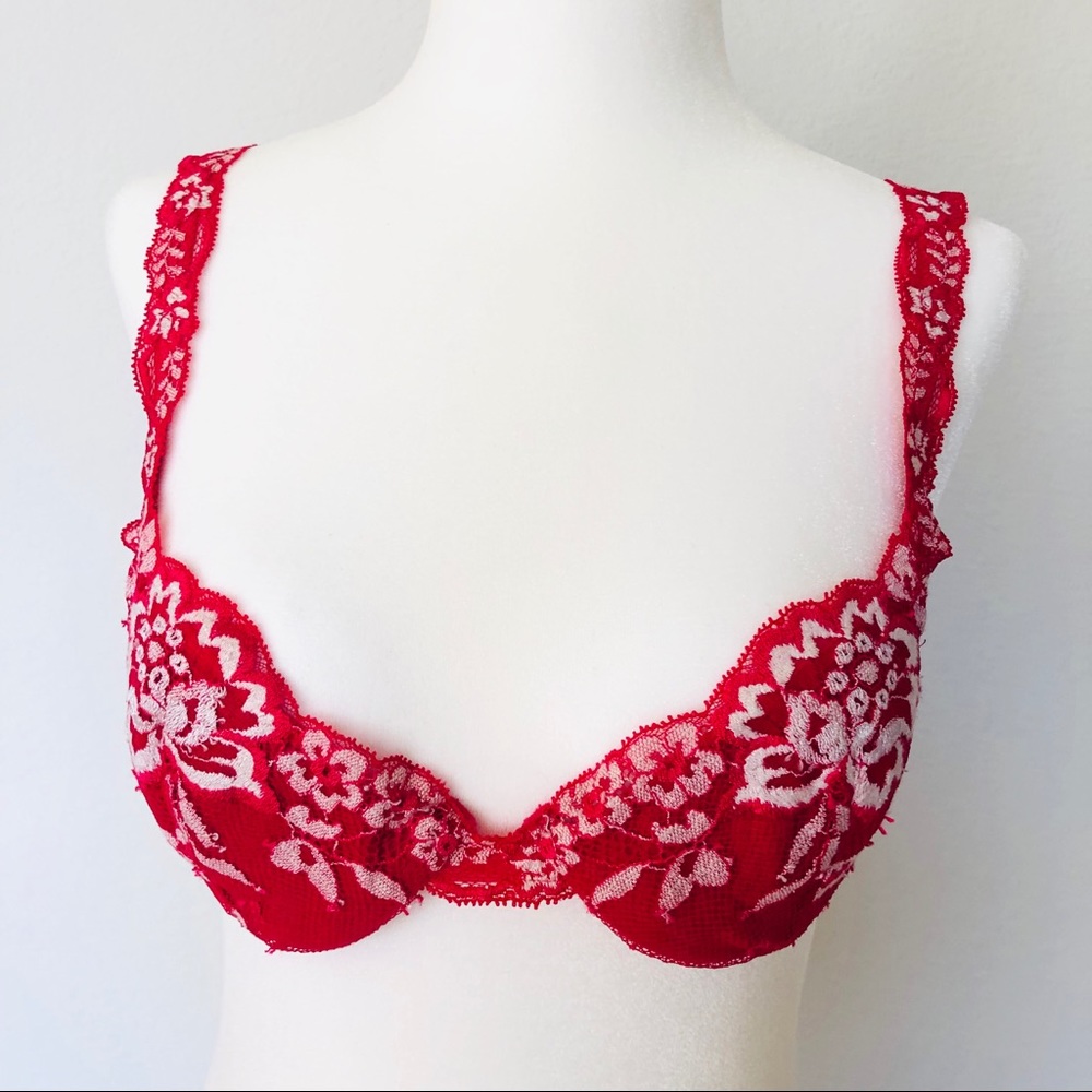 La Perla Red Lace Push-Up Bra Set - Size 32